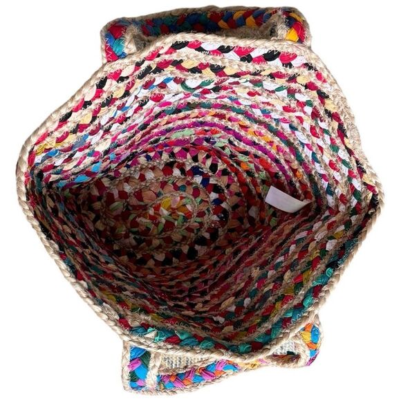 Jute & Cotton Colorful Multicolored Tote Shoulder Bag. - Picture 3 of 7